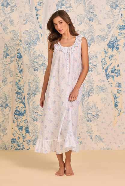 Eileen West The "Rosalie" Whispering Ribbons Cotton Swiss Dot Ballet Nightgown