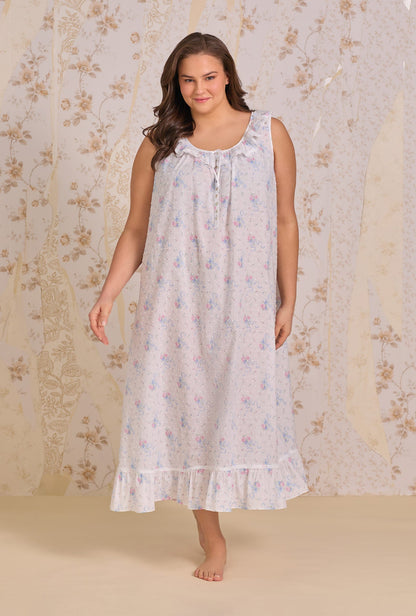 Eileen West The "Rosalie" Whispering Ribbons Cotton Swiss Dot Ballet Nightgown