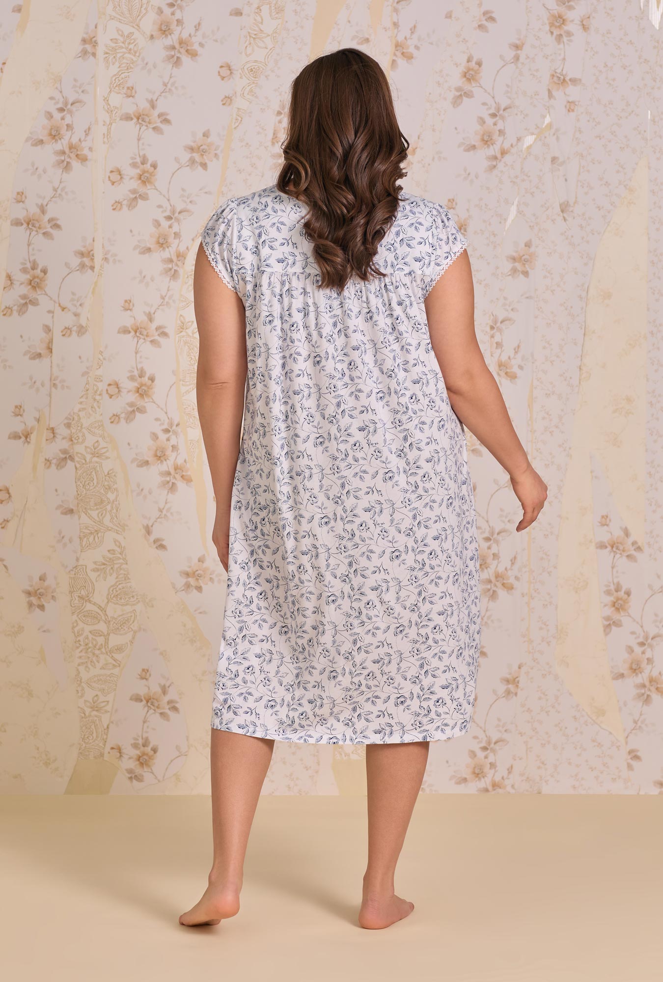 Eileen West Heritage Rose Cotton Modal Cap Sleeve Waltz Nightgown