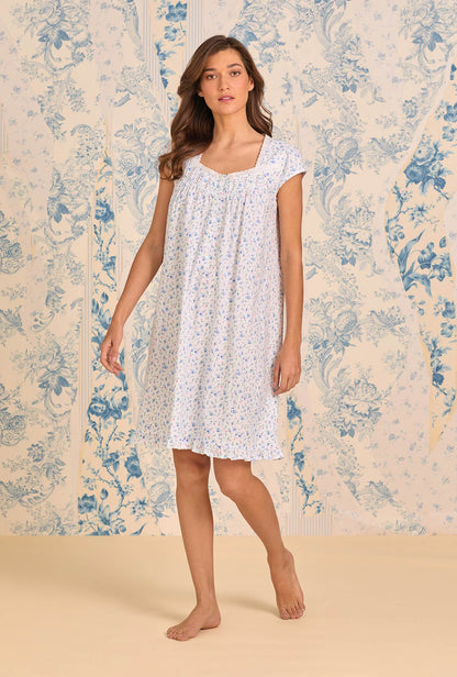 Eileen West Catalina Rosebud Cotton Knit Cap Sleeve Chemise