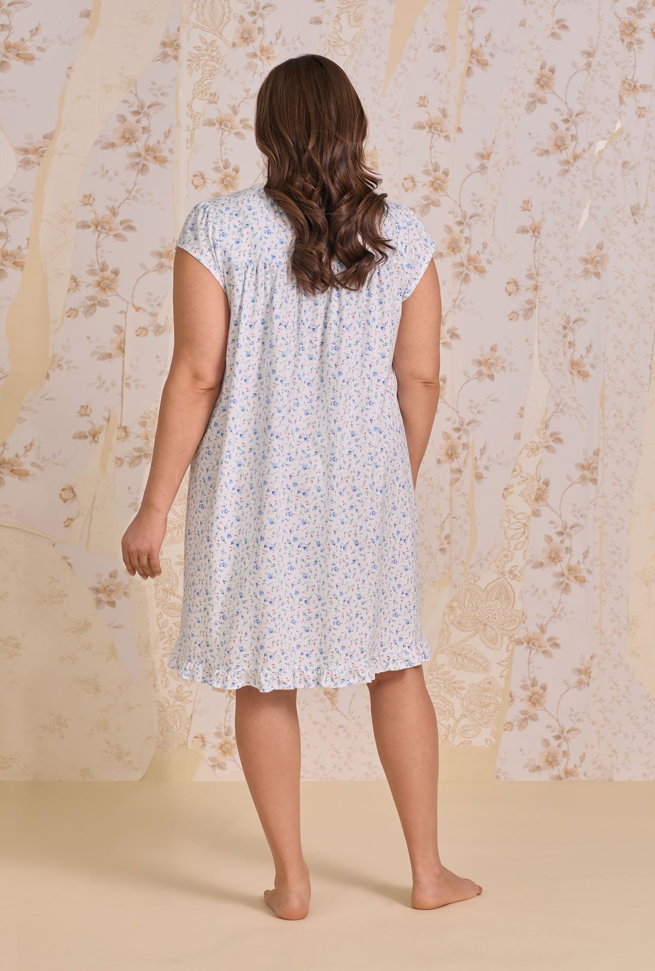 Eileen West Catalina Rosebud Cotton Knit Cap Sleeve Chemise