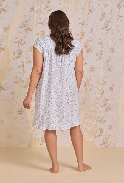 Eileen West Catalina Rosebud Cotton Knit Cap Sleeve Chemise