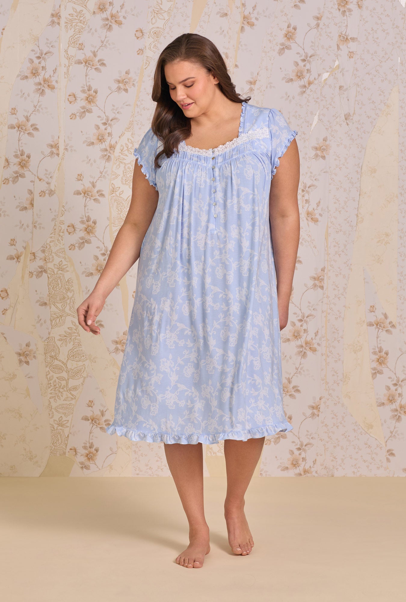 Eileen West Blue Haven Tencel™ Modal Cap Sleeve Waltz Nightgown
