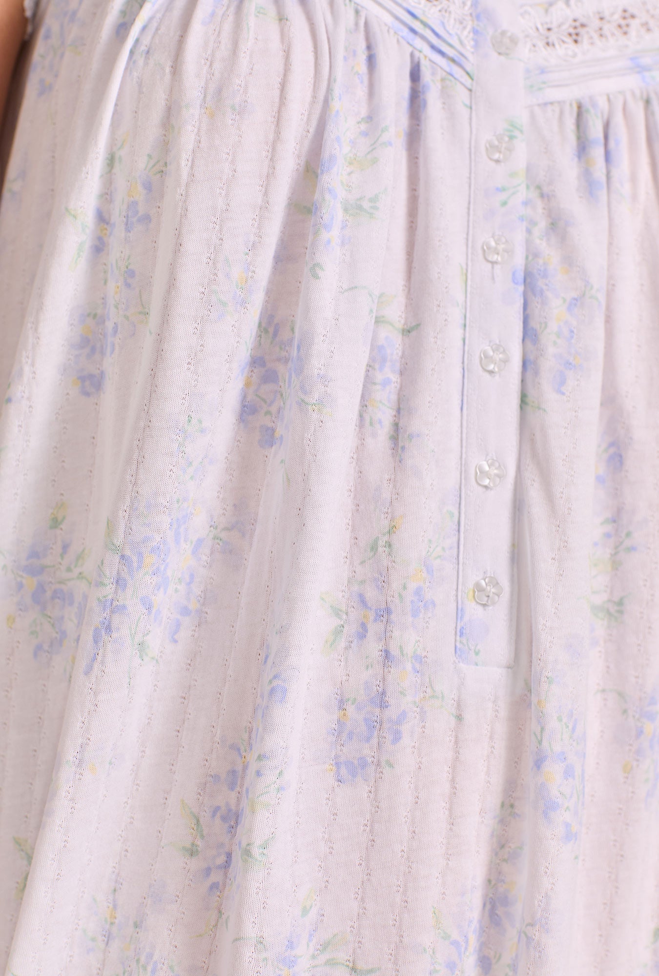 Eileen West Wisteria Garden Cotton Pointelle Cap Sleeve Waltz Nightgown