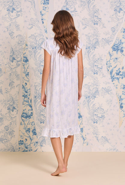 Eileen West Wisteria Garden Cotton Pointelle Cap Sleeve Waltz Nightgown