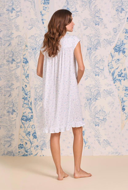 Eileen West White Meadow Cotton Knit Cap Sleeve Waltz Nightgown