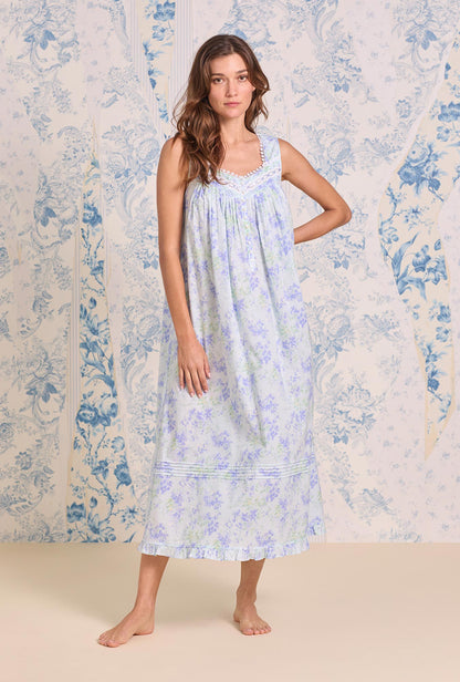 Eileen West The "Eileen" Aqua Bloom Cotton Lawn Ballet Nightgown
