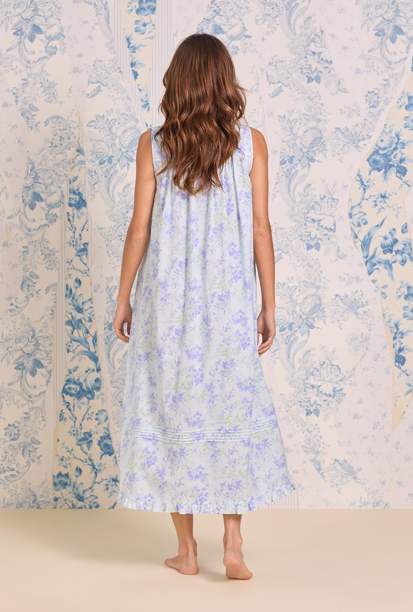 Eileen West The "Eileen" Aqua Bloom Cotton Lawn Ballet Nightgown