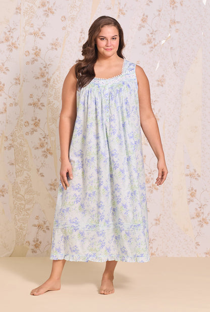Eileen West The "Eileen" Aqua Bloom Cotton Lawn Ballet Nightgown