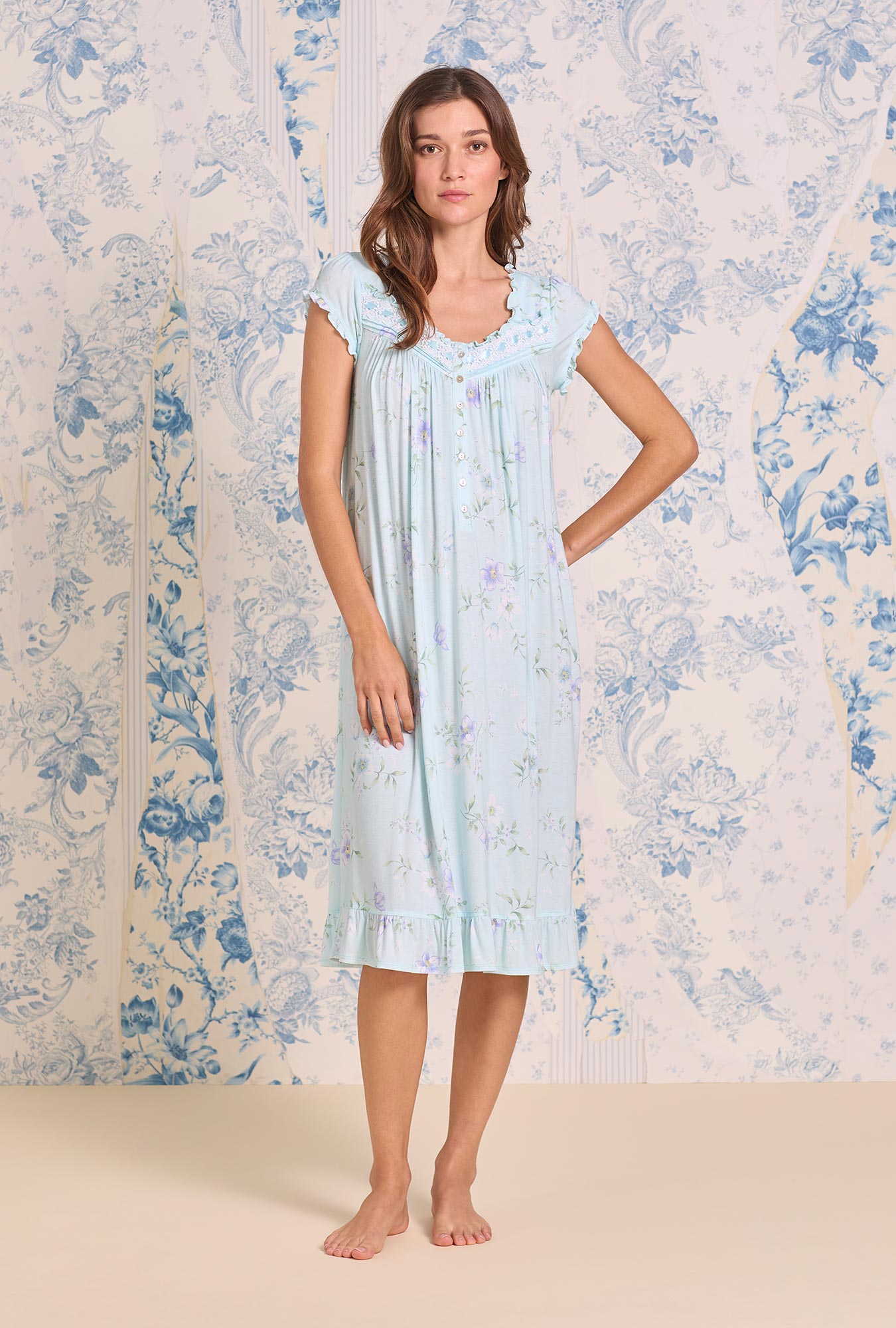 Eileen West Hellebore Floral Modal Cap Sleeve Waltz Nightgown