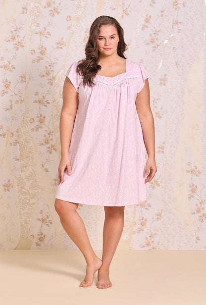 Eileen West Wildflower Cotton Knit Cap Sleeve Chemise