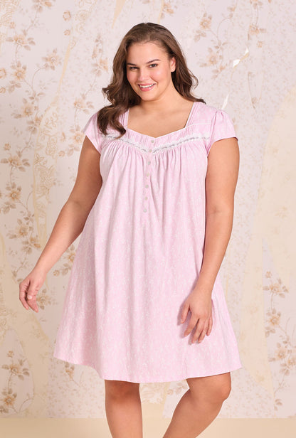 Eileen West Wildflower Cotton Knit Cap Sleeve Chemise