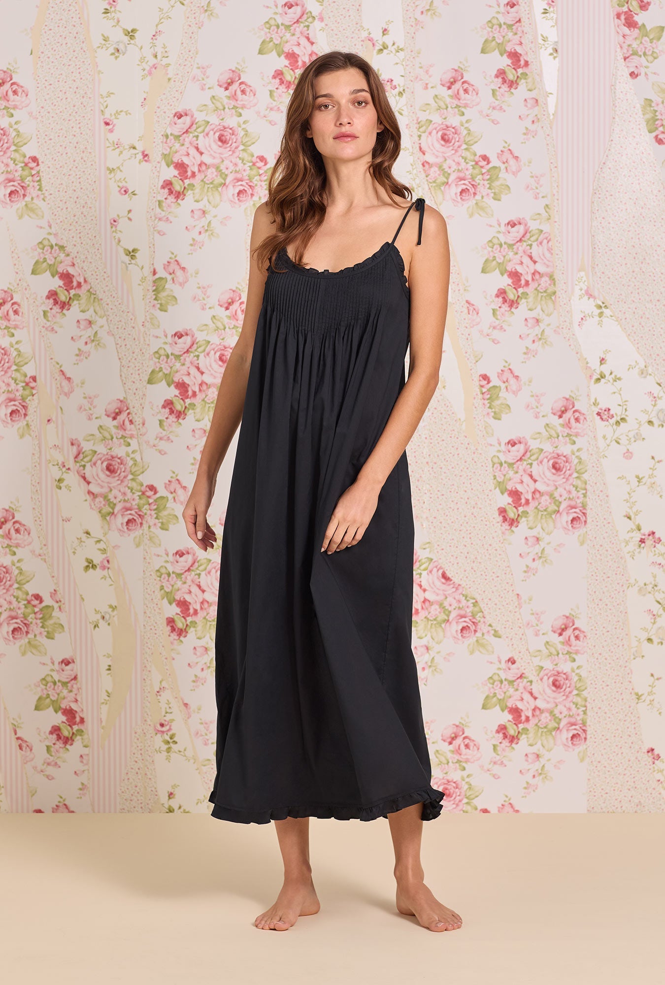 Eileen West The "Lucille" Iconic Black Cotton Lawn Ballet Nightgown