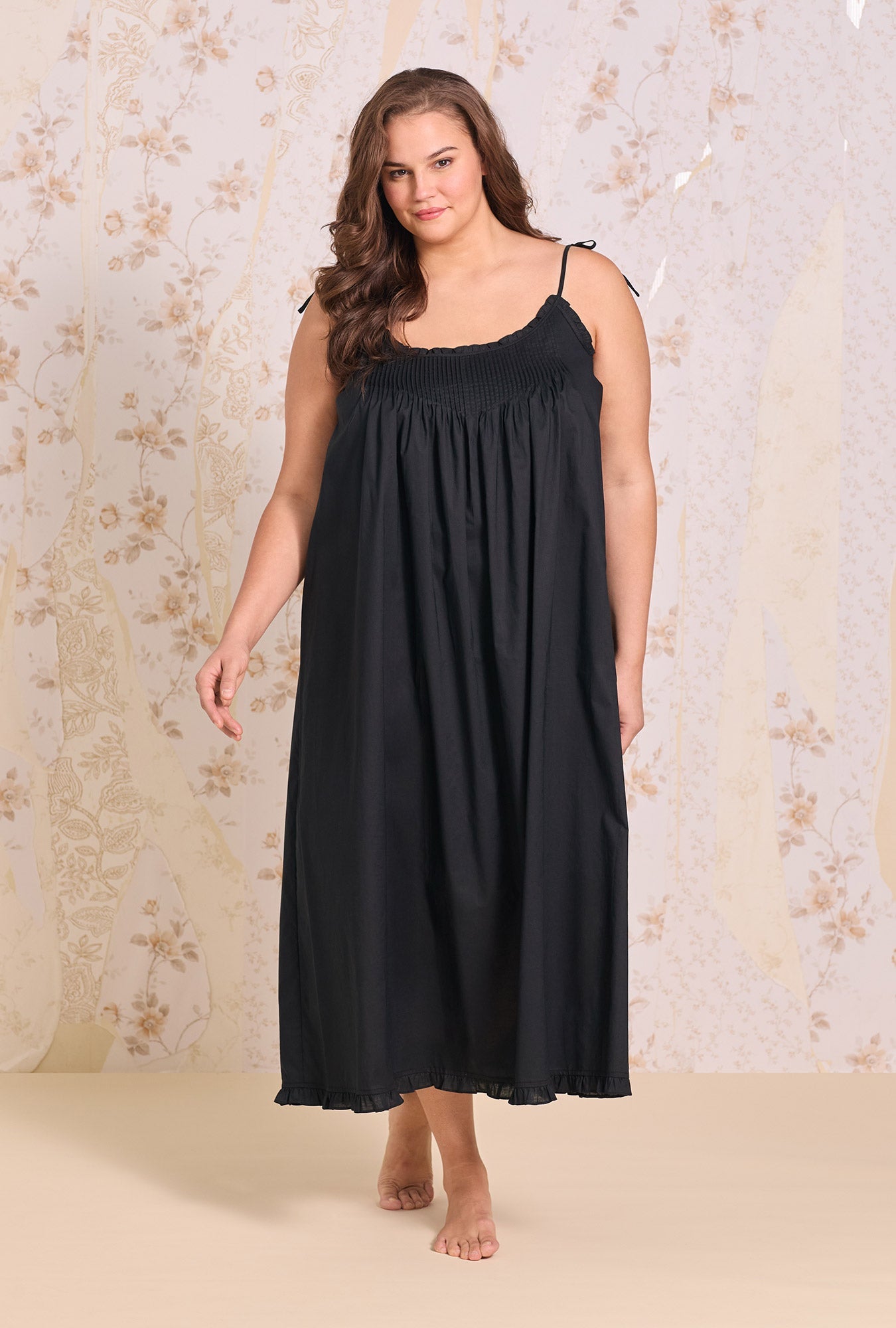 Eileen West The "Lucille" Iconic Black Cotton Lawn Ballet Nightgown