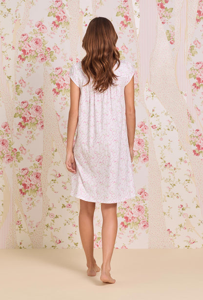 Eileen West Rosevine Ditsy Cotton Knit Cap Sleeve Chemise