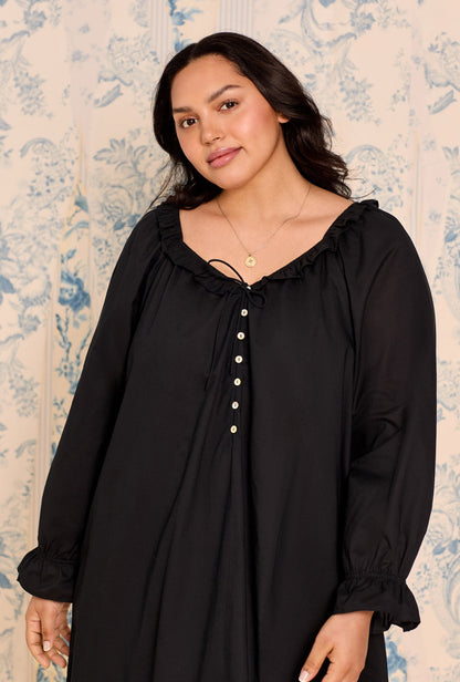 Eileen West Iconic Black Cotton Lawn Poet Shirt