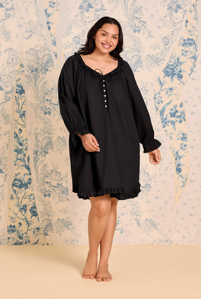 Eileen West Iconic Black Cotton Lawn Poet Shirt