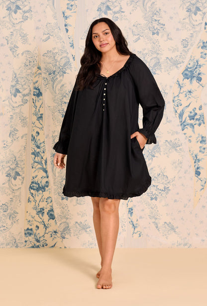 Eileen West Iconic Black Cotton Lawn Poet Shirt