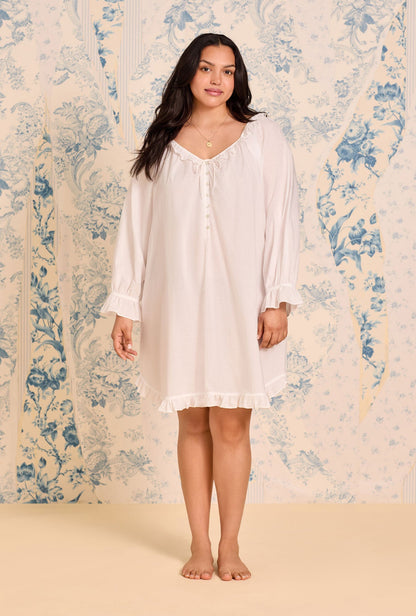 Eileen West Cotton Lawn Long Sleeve Poet Nightshirt