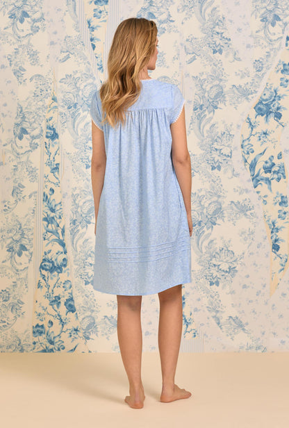 Eileen West Coastal Willow Cotton Lawn Short Button Front Robe