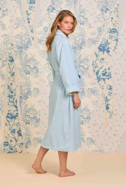 Eileen West French Blue Cotton Terry Wrap Robe