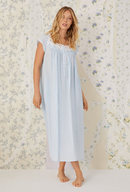 Eileen West Florentine Lace Cap Sleeve Gown