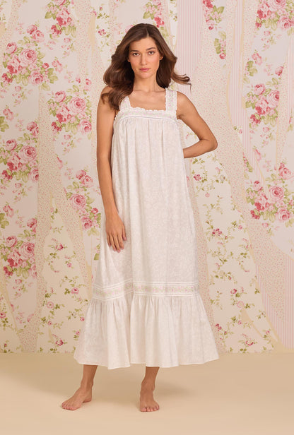 Eileen West The "Heather" Shadow Floral Cotton Lawn Ballet Nightgown