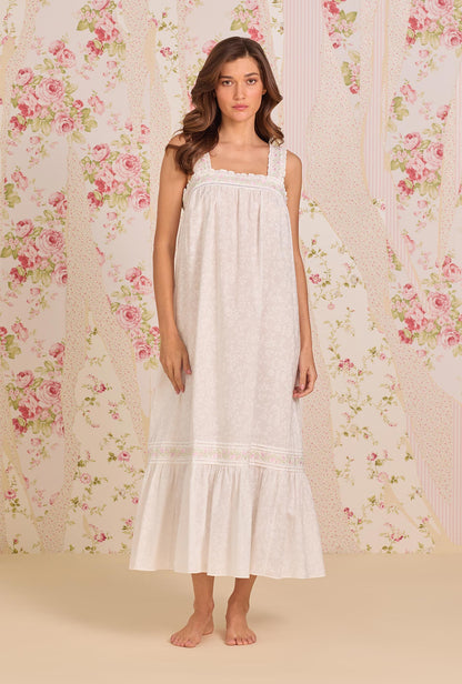 Eileen West The "Heather" Shadow Floral Cotton Lawn Ballet Nightgown