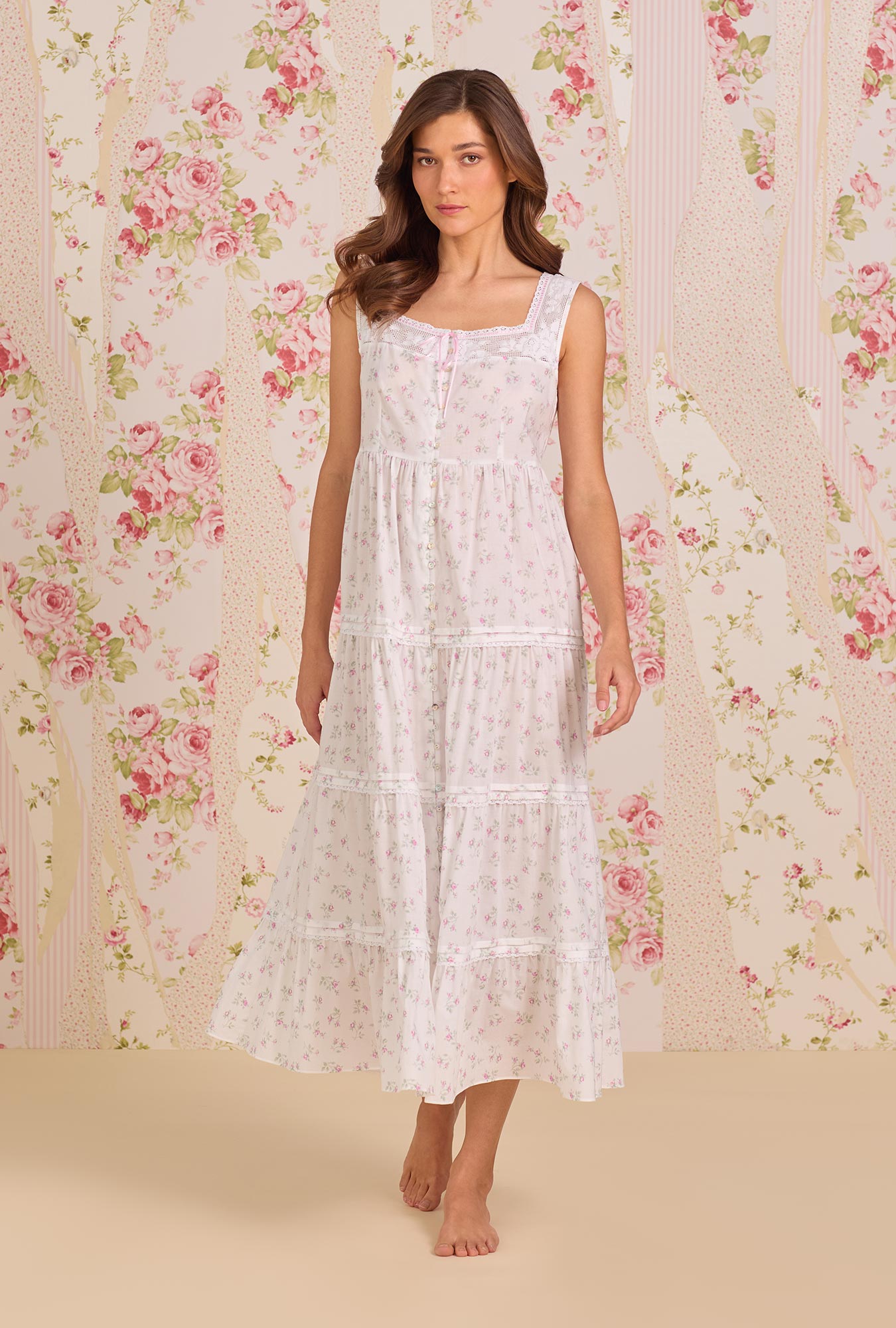 Eileen West The "Monica" Petite Rose Cotton Lawn Ballet Nightgown