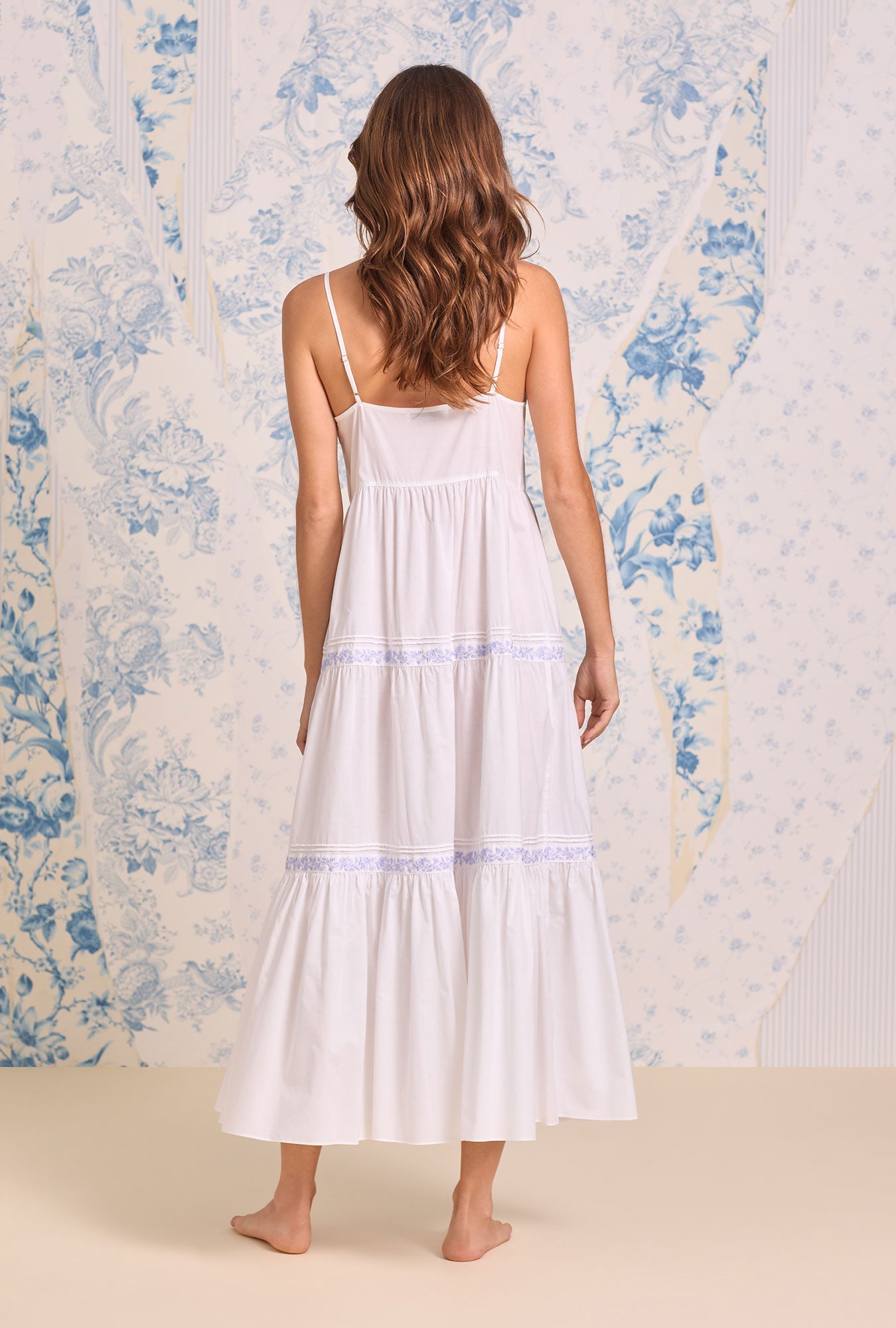 Eileen West The "Ophelia" Iconic White Lavender Embroidered Ballet Nightgown