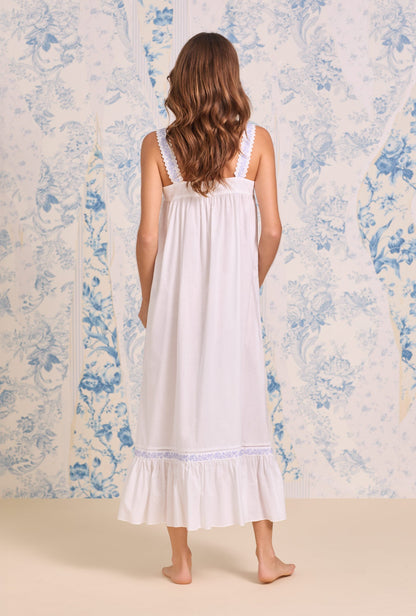 Eileen West The "Frances" Iconic White Lavender Embroidered Ballet Nightgown