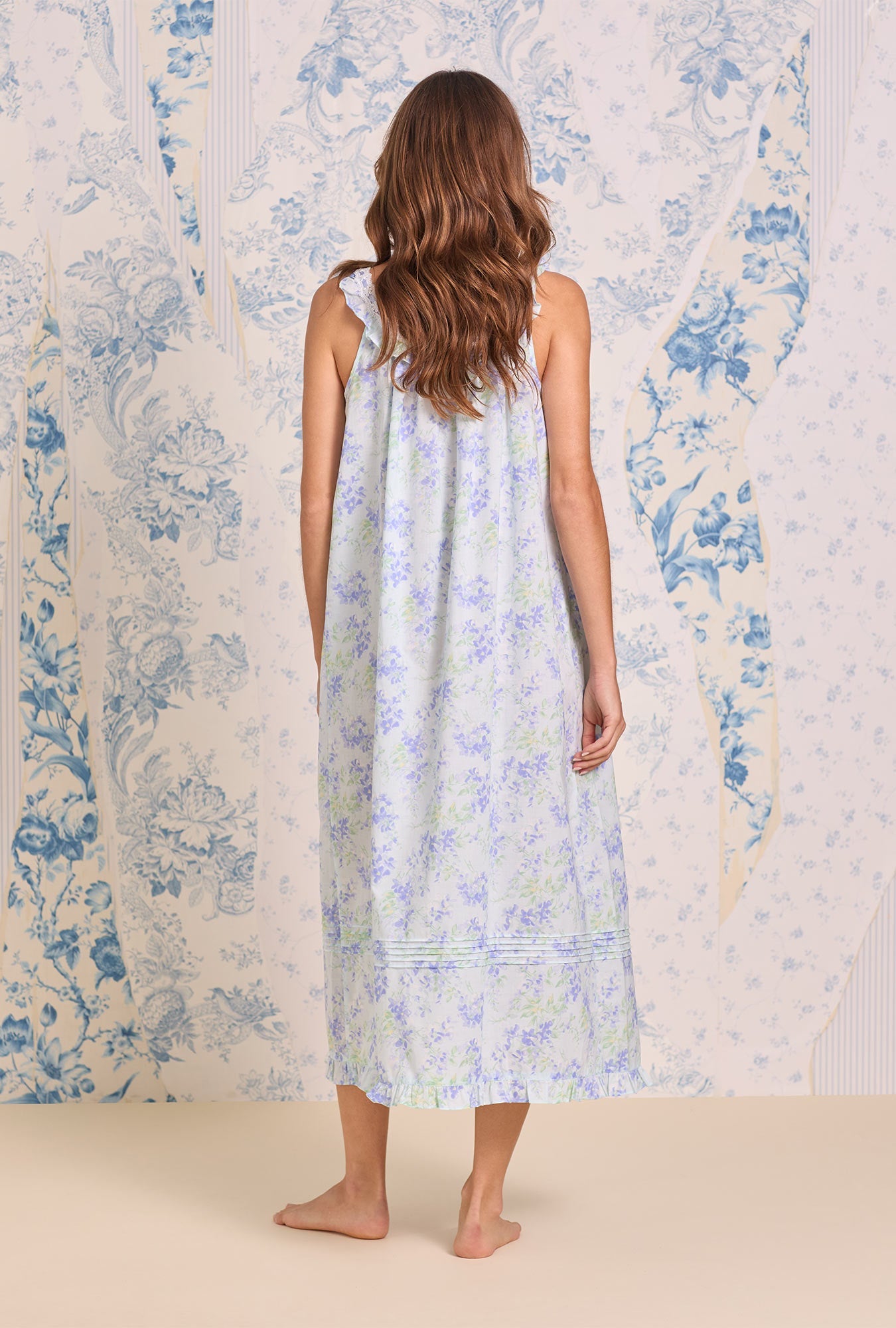 Eileen West The "Flora" Aqua Bloom Cotton Lawn Ballet Nightgown