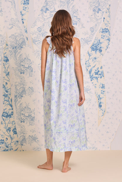 Eileen West The "Flora" Aqua Bloom Cotton Lawn Ballet Nightgown