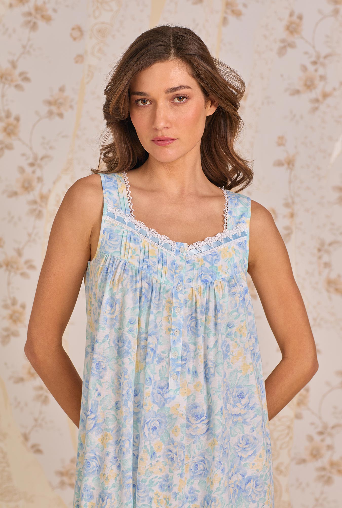 Eileen West The Eileen Cerulean Floral Nightgown