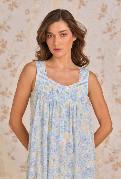 Eileen West The Eileen Cerulean Floral Nightgown