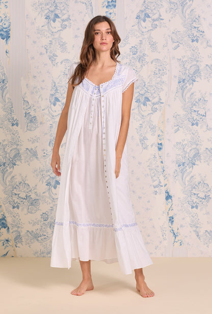 Eileen West The "Eileen" Iconic White Lavender Embroidered Cotton Lawn Ballet Nigh