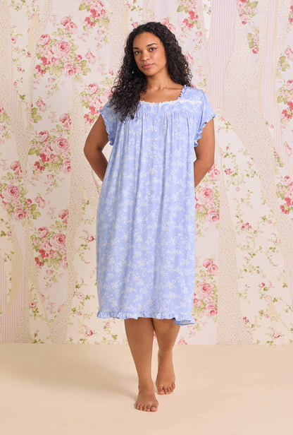 Eileen West Cornflower Toile Modal Jersey Cap Sleeve Waltz Nightgown