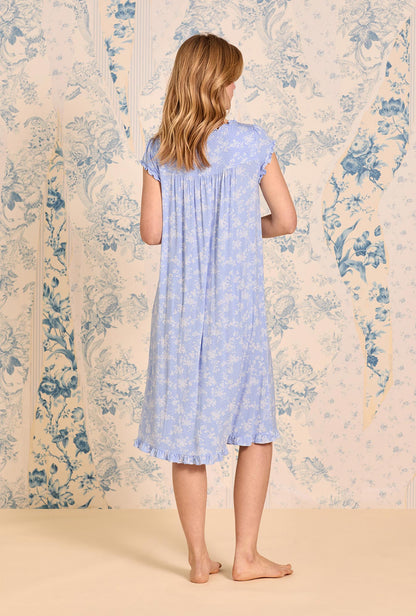 Eileen West Cornflower Toile Modal Jersey Cap Sleeve Waltz Nightgown