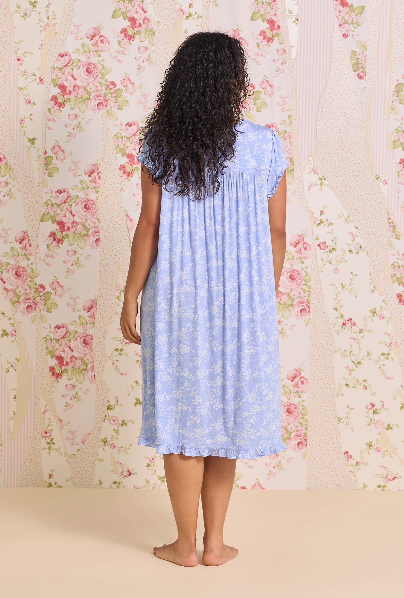 Eileen West Cornflower Toile Modal Jersey Cap Sleeve Waltz Nightgown