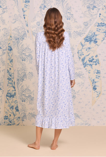 Eileen West Provencal Rose Cotton Knit Long Sleeve Ballet Nightgown