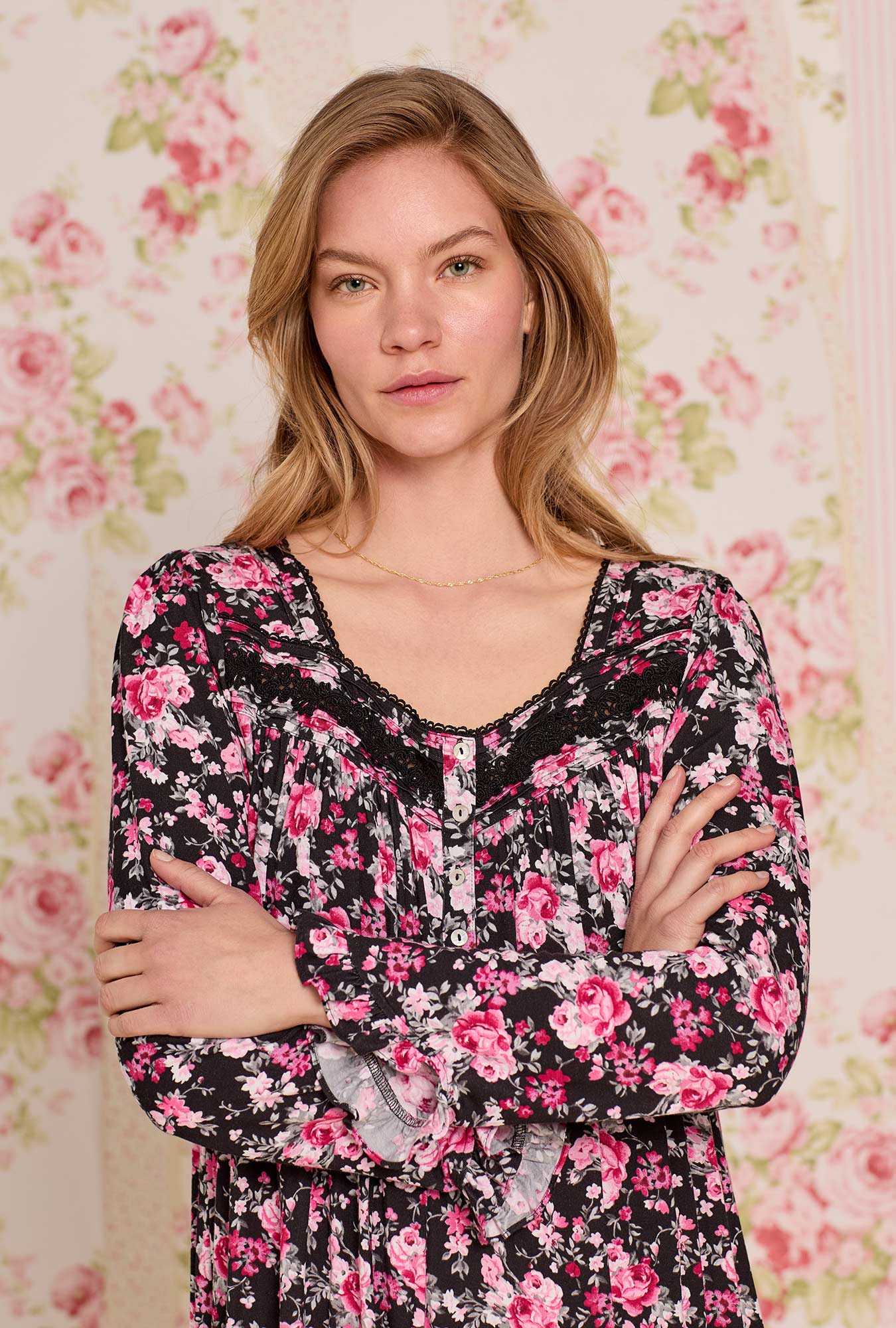 Eileen West Evening Floral Tencel™ Modal Long Sleeve Ballet Nightgown