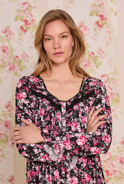 Eileen West Evening Floral Tencel™ Modal Long Sleeve Ballet Nightgown