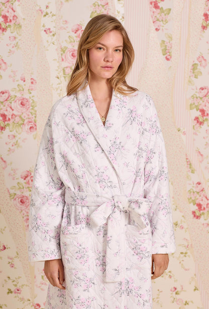 Eileen West Quiet Bloom Cotton Diamond Quilt Wrap Robe