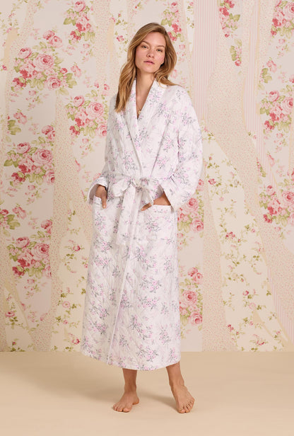 Eileen West Quiet Bloom Cotton Diamond Quilt Wrap Robe