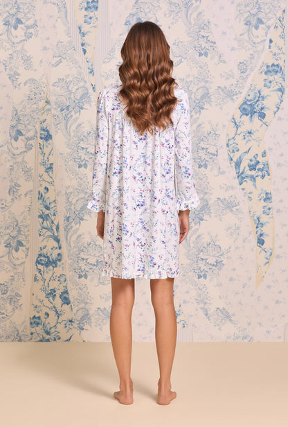 Eileen West Cottage Flora Cotton Pointelle Long Sleeve Chemise