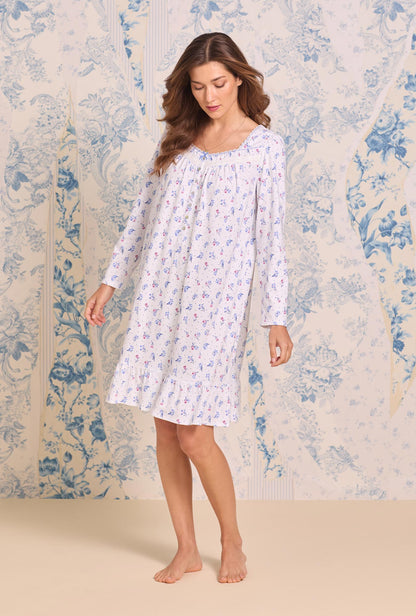 Eileen West Tulip Dew Cotton Knit Long Sleeve Chemise
