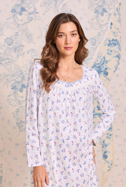 Eileen West Tulip Dew Cotton Knit Long Sleeve Chemise
