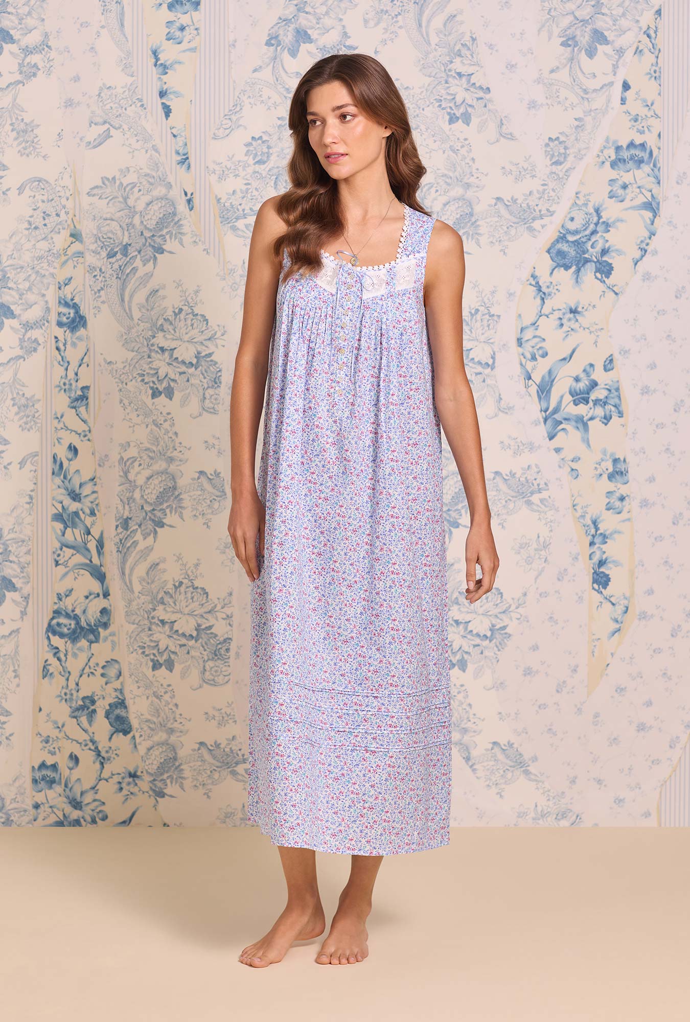 Eileen West The "Eileen" Wintertide Ditsy Cotton Lawn Ballet Nightgown