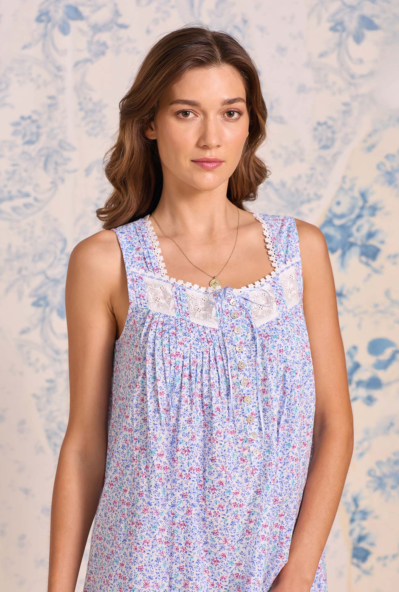 Eileen West The "Eileen" Wintertide Ditsy Cotton Lawn Ballet Nightgown