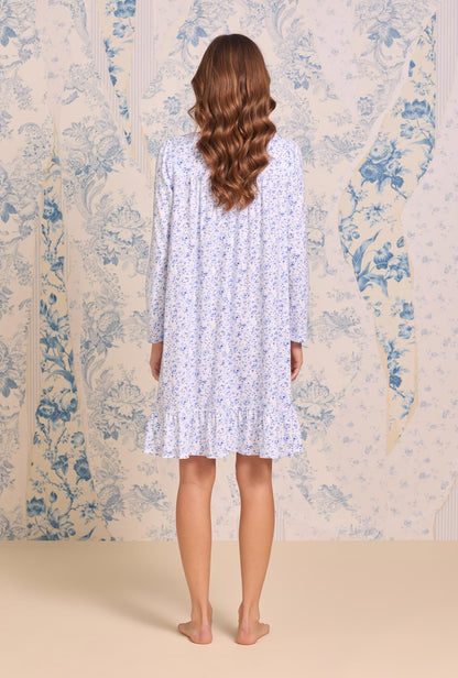 Eileen West Provencal Rose Cotton Knit Long Sleeve Chemise